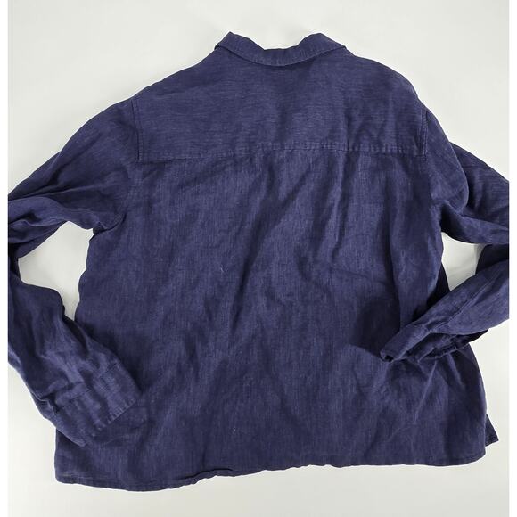 Abercrombie and Fitch Linen Blend Button Down Beachy Boxy Womens Large Old Money - Picture 3 of 7